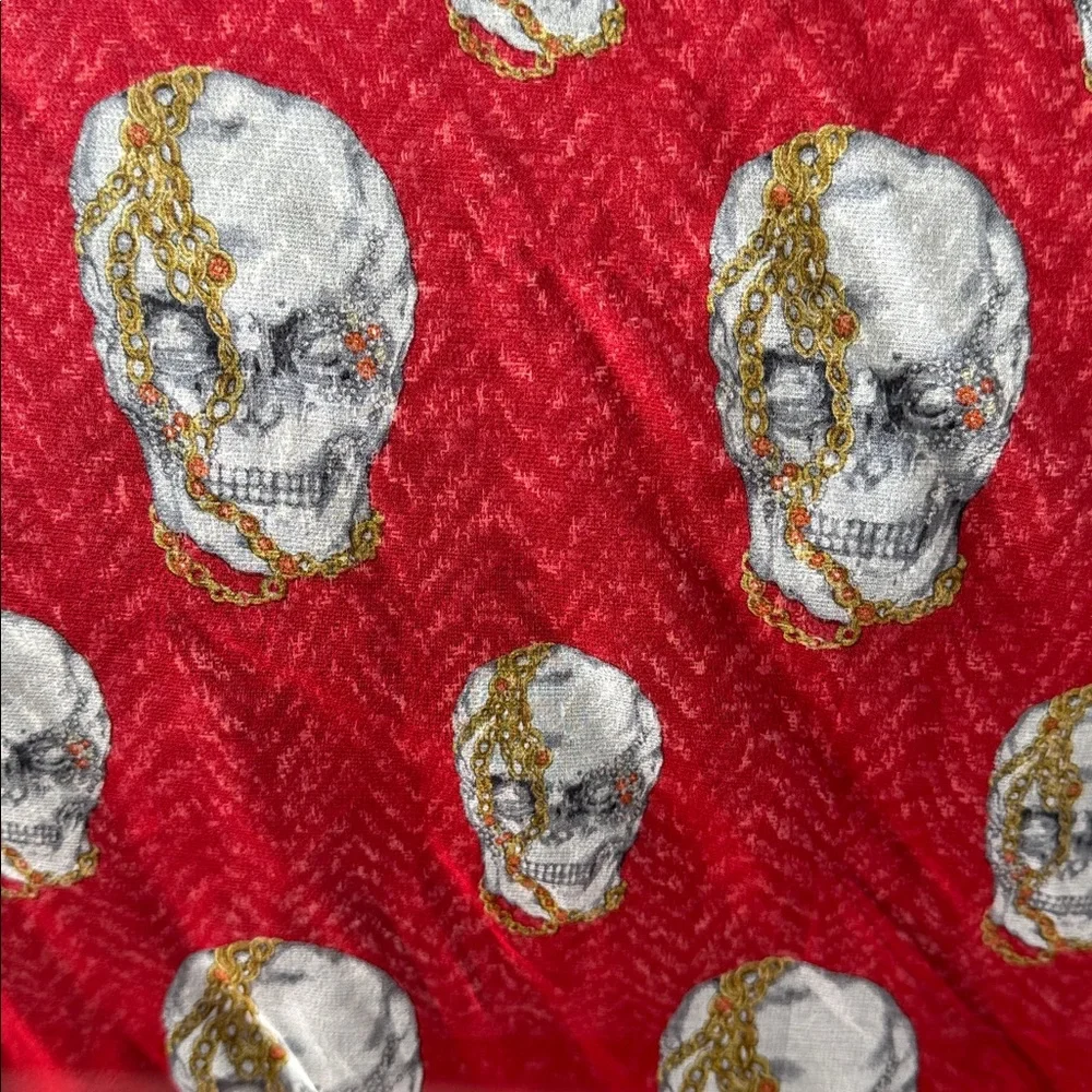 Alexander McQueen Red Skull Patterned Silk Scarf